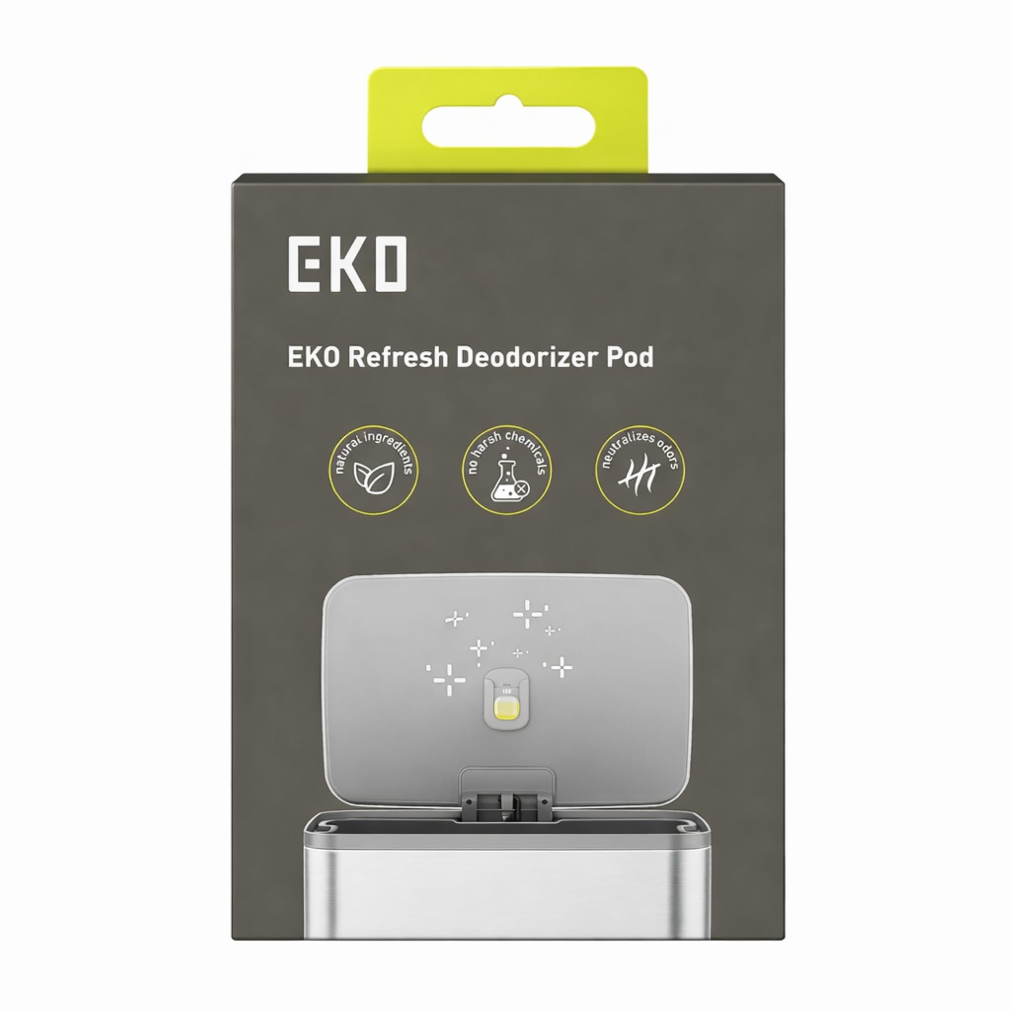 EKO Refresh Deodoriser Pod Kit with Refillable Holder, 1 Pod + 1 Holder, Bin Air Freshener & Odour Eliminator, Natural Ingredients, Plant-Based Natural Oils, No Harsh Chemicals, Long-Lasting 45 Days