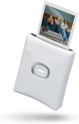 Fujifilm instax SQUARE Link Ash White – Stampante per Smartphone a Sviluppo Istantaneo, Stampe Personalizzate e Creative, Connettività Bluetooth, Dimensioni Pellicola 86 x 72 mm