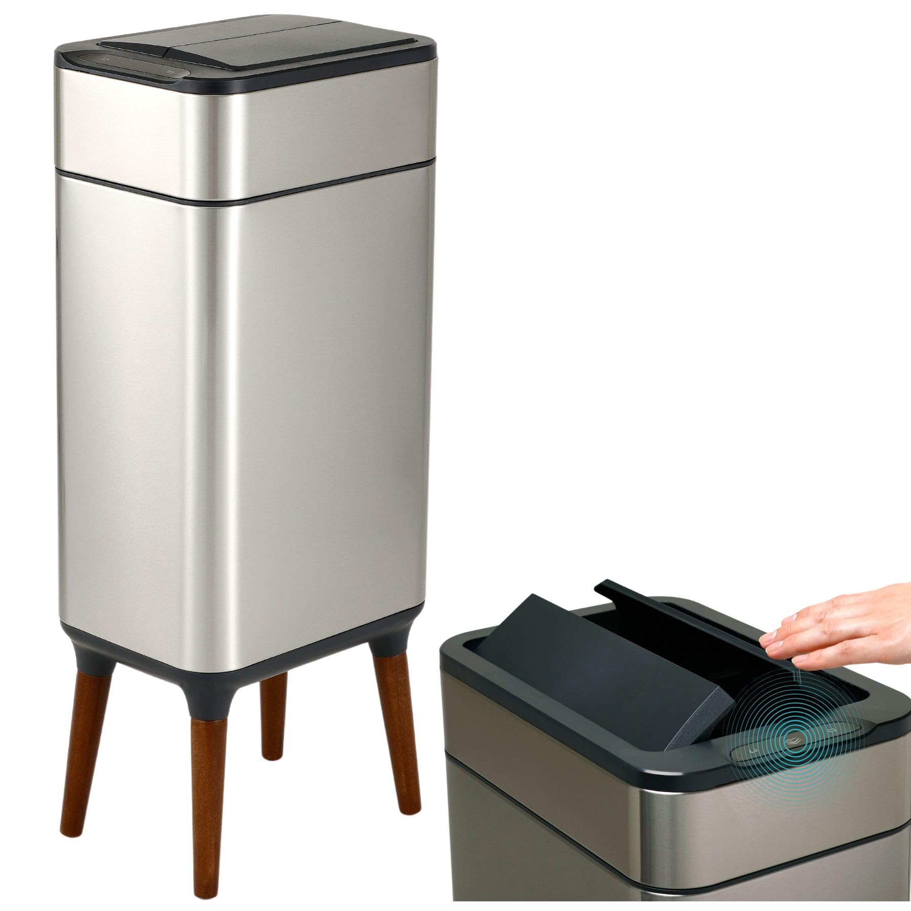 Amazon｜VOLZAC 脚付き自動開閉ゴミ箱 NONN 20L 20L袋対応 シルバー  