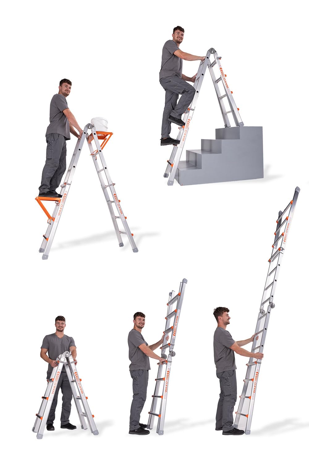 Teleskopleiter 4x4 Sprossen Art.-Nr. 101 - Aluminium Leiter Made in Germany - Mehrzweckleiter höhenverstellbar - klein im Transport - erleichtert die Arbeit 1,29 M - 4,20 M