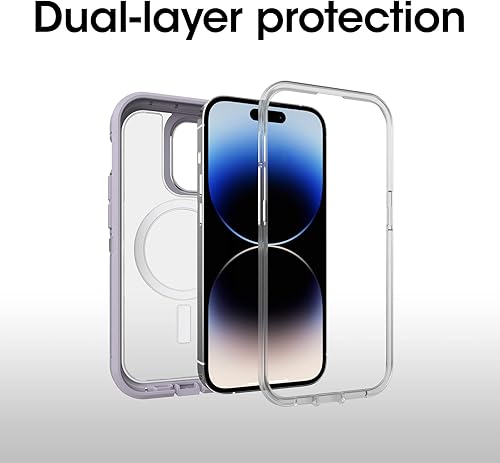 Miniatura 4 de OtterBox DEFENDER XT - Serie transparente para iPhone 14 Pro Max (solo incluido), color lavanda (púrpuratransparente)
