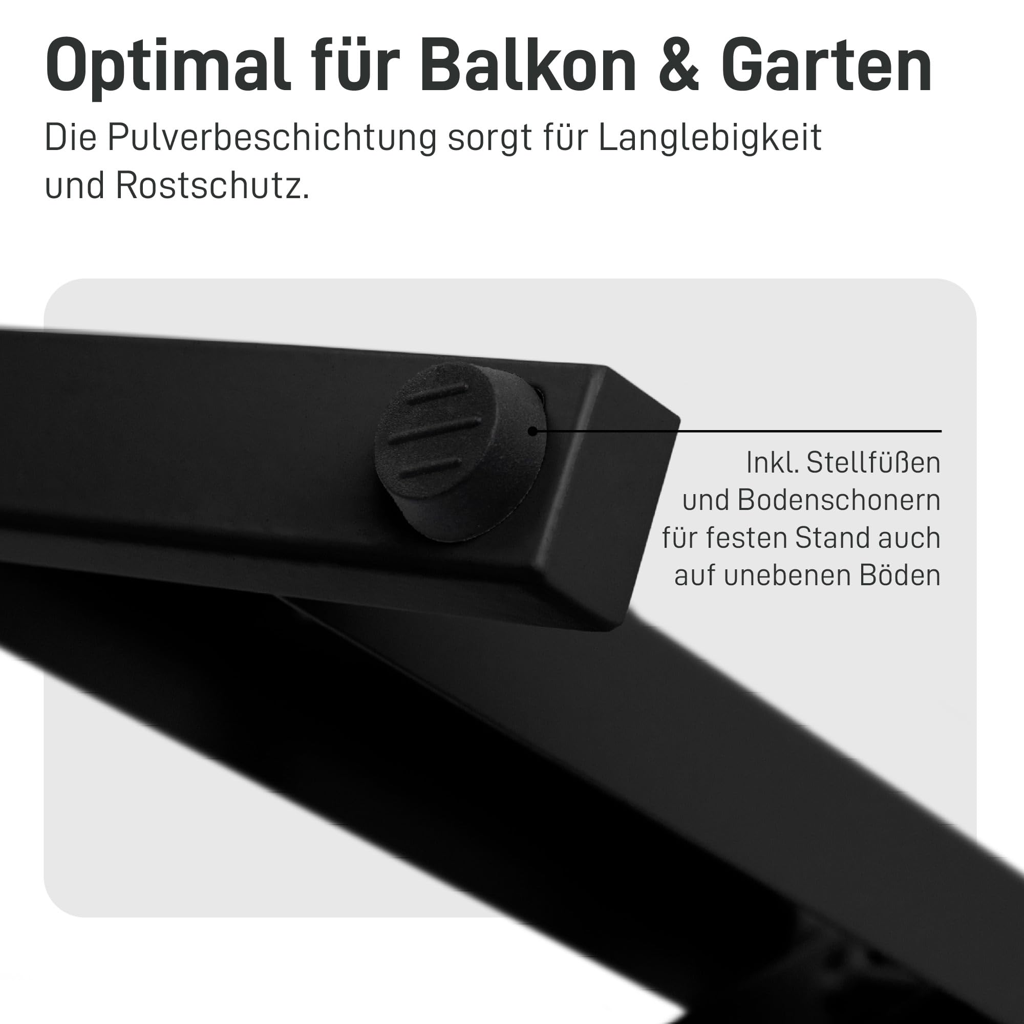 Natural Goods Berlin 2er Set I-Form Gestell für Bierzeltgarnitur (Schwarz, 70x42 cm) – Klappbare Metall Tischbeine für Biertisch – Stabiles Outdoor Tischgestell für Garten, Terrasse & Camping