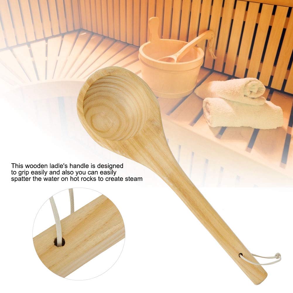 Raguso Sauna cuillère Simple cuillère de Salle de Sauna en Bois cuillère à la Main Accessoires de Sauna cuillère à louche à Eau de Sauna avec Lisse à Prise Confortable