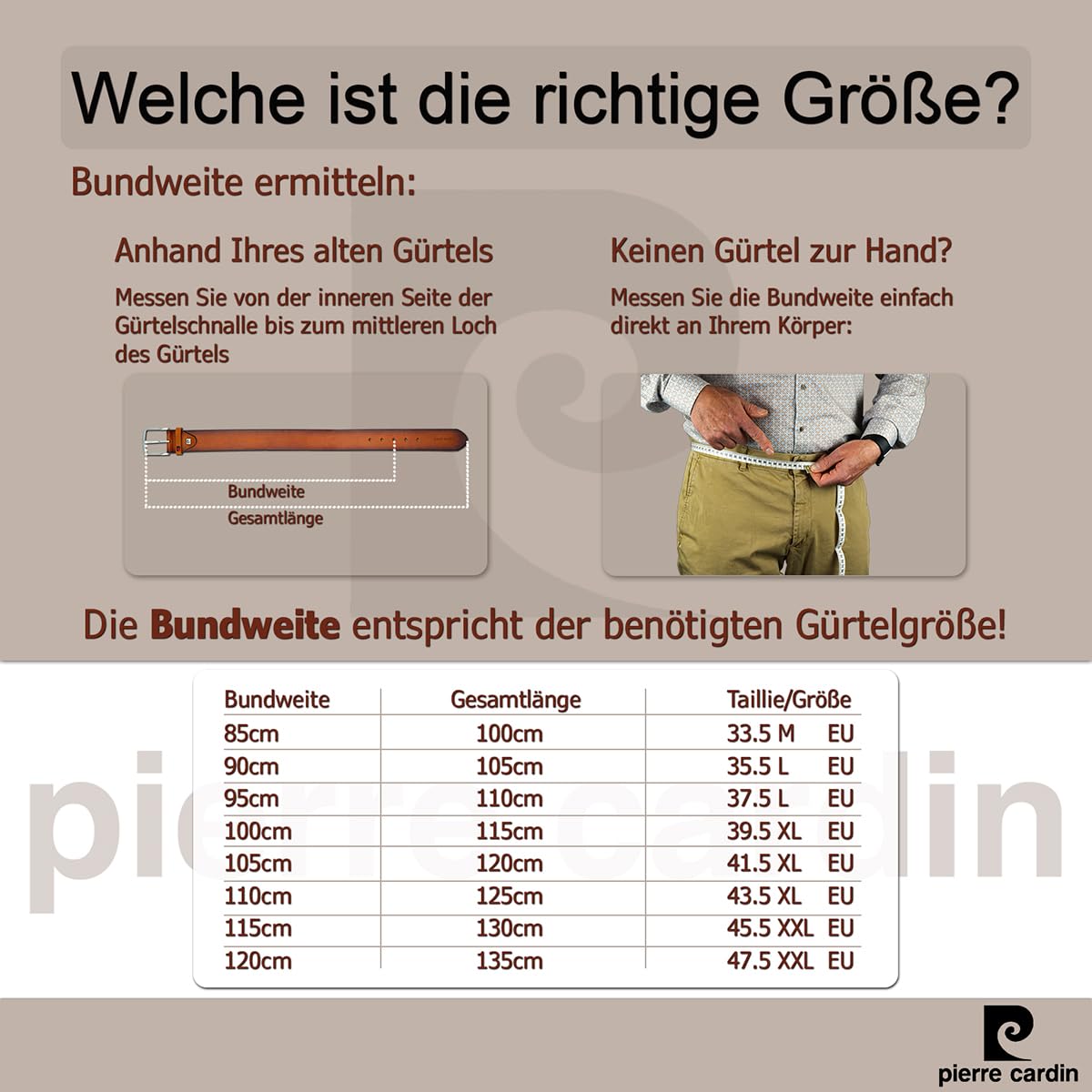 Pierre Cardin Wende-Gürtel Herren Rindleder schwarz-braun