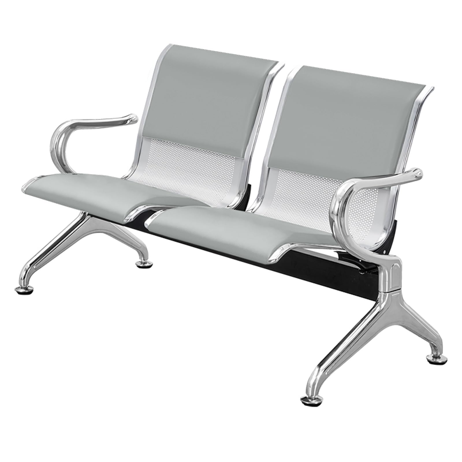ASerZenith Waiting Room Bench With Backrest And Armrests - Comfortable Seating For Guest Areas, Salons, Airports, And Reception Spaces,Gris
