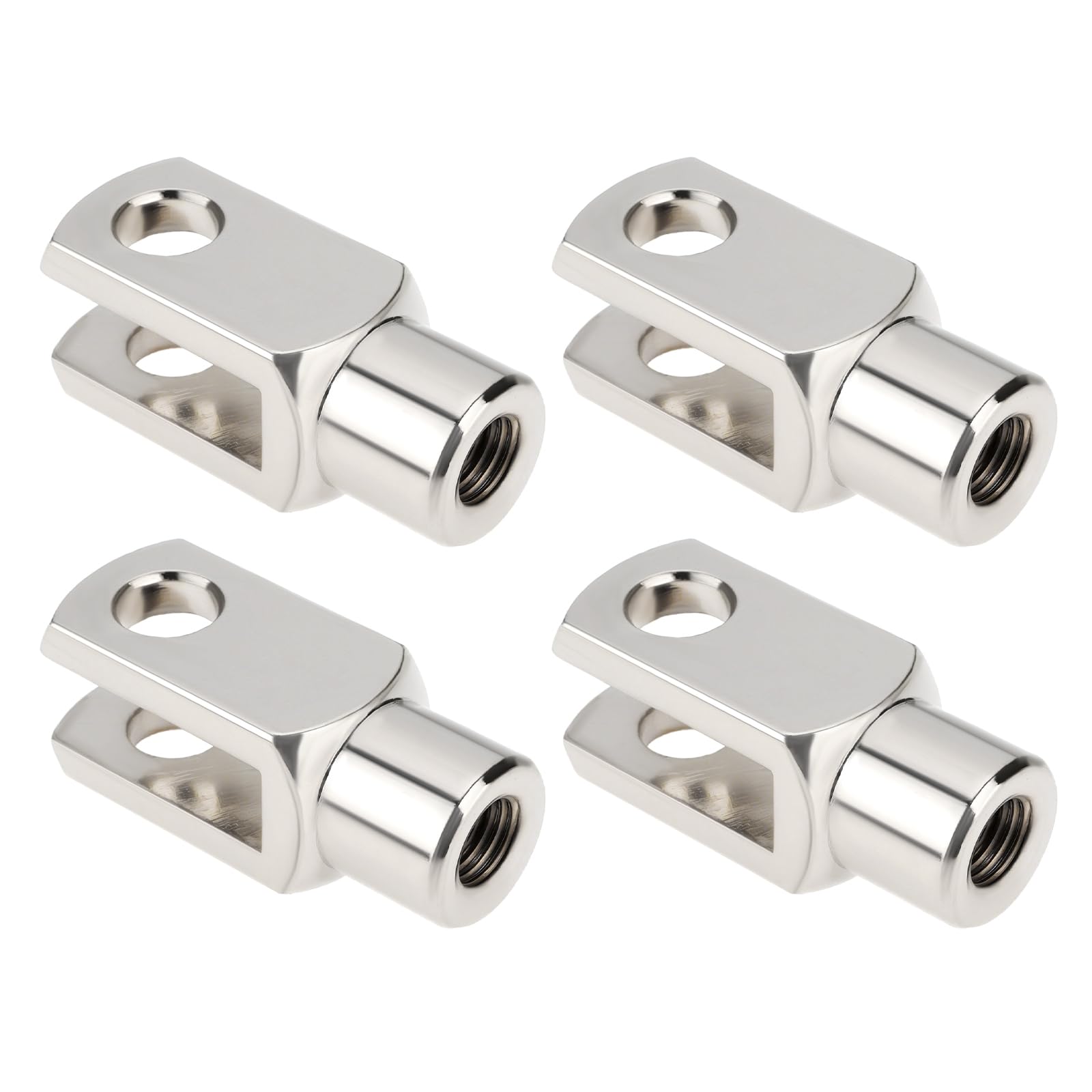 Briny River Silver 4Pcs M10x1.5 Right Hand Thread Clevis Fork End Long Joint Zinc Plated Steel Joint For Agricultural Construction Hydraulic Systems