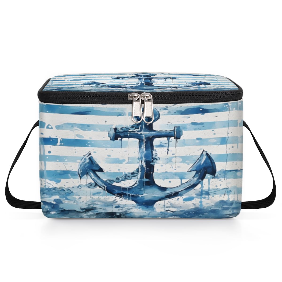 GzLeyigou Anchor Sea Lunch Bags for Women Men 9 Cans, Hot & Cold Food Delivery Bag Insulated Grocery Bag Insulated Lunch Box Anchor Cooler Bag for Office Work Picnic Beach