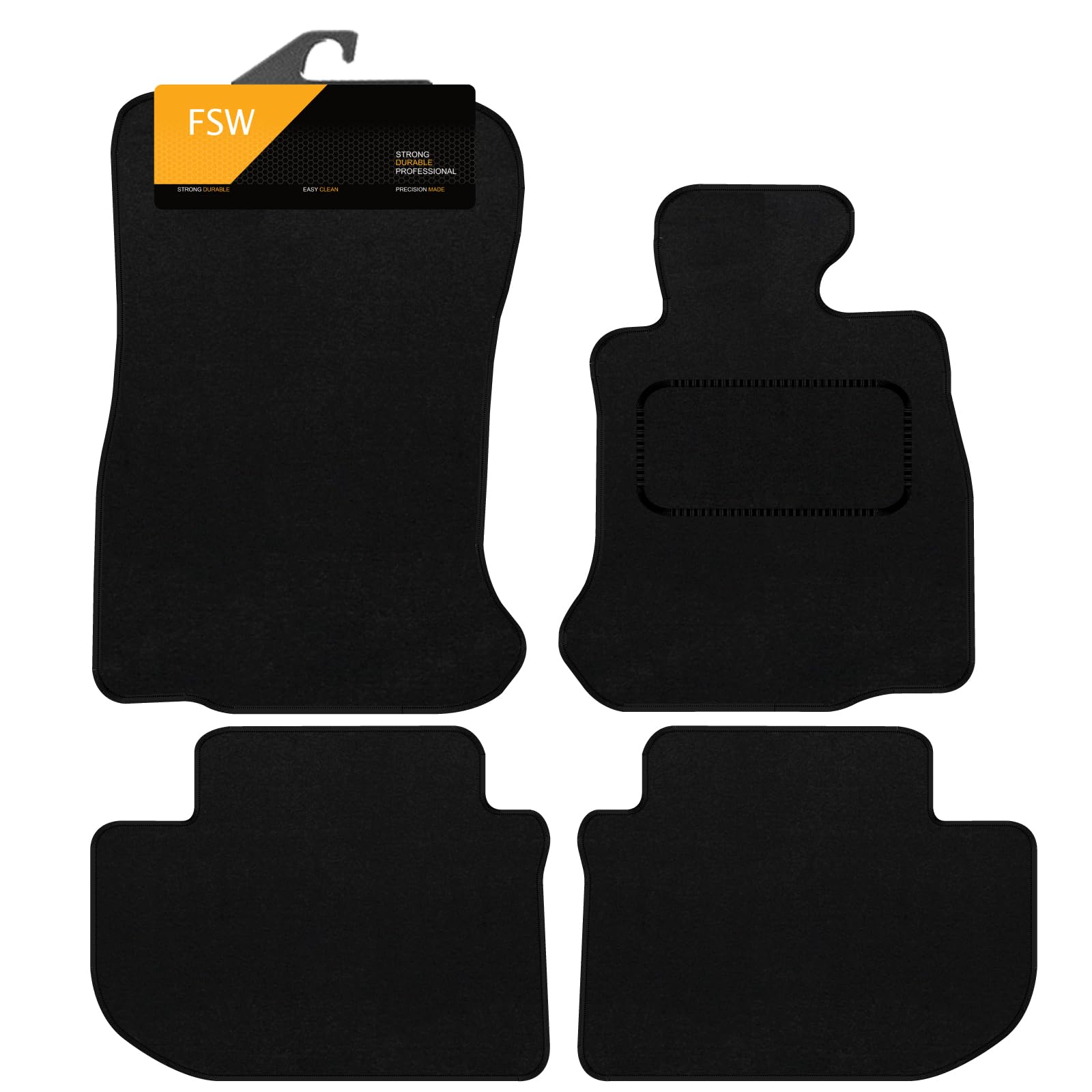 FSW - Tailored Mats - Fits BMW 6 Series 2012-2017 F06 Grand Coupe - Black Carpet - Anti Slip Mat - Non Slip Car Floor Mat, Fitted With Clips & Granulated Backing - 4 Pc Floor Mat Only