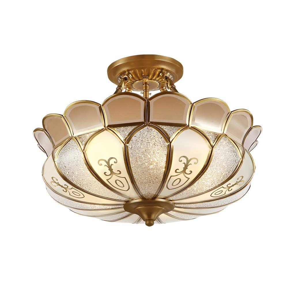 HynJGih All Bronze Ceiling Light Home Dining Room Bedroom Study Lamp Atmosphere Round Retro Light(45cm)