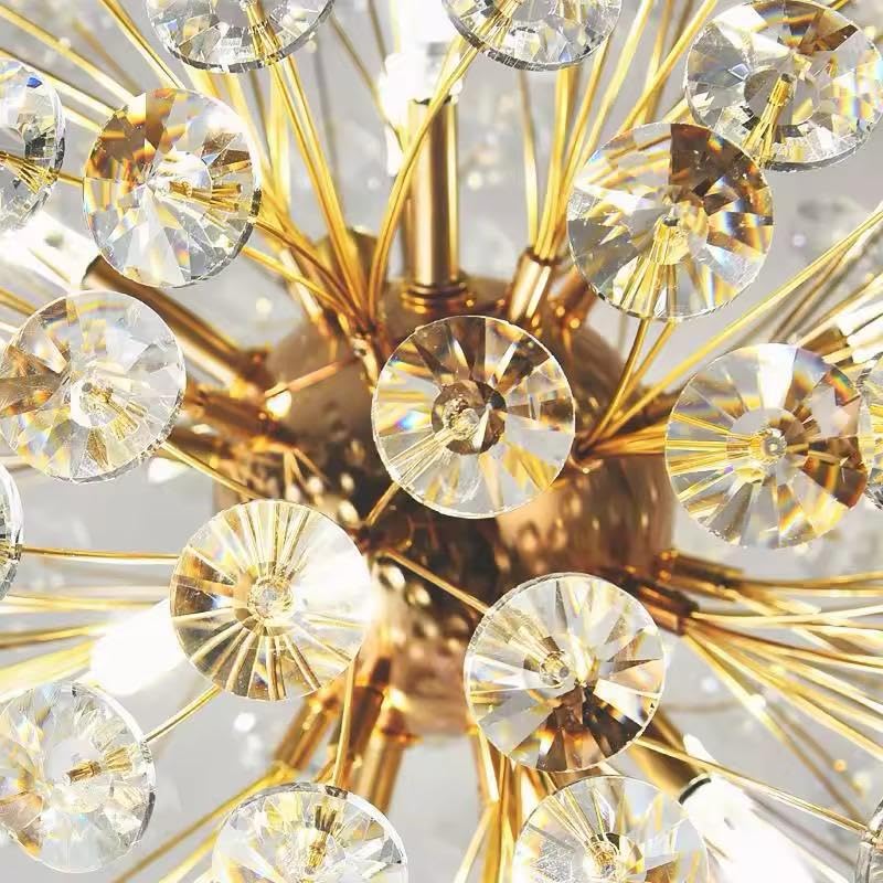 Image of Crystal Ceiling Light, Gold Finish, Flush Mount, Modern Luxury Chandelier for Bedroom Living Room (Elara)