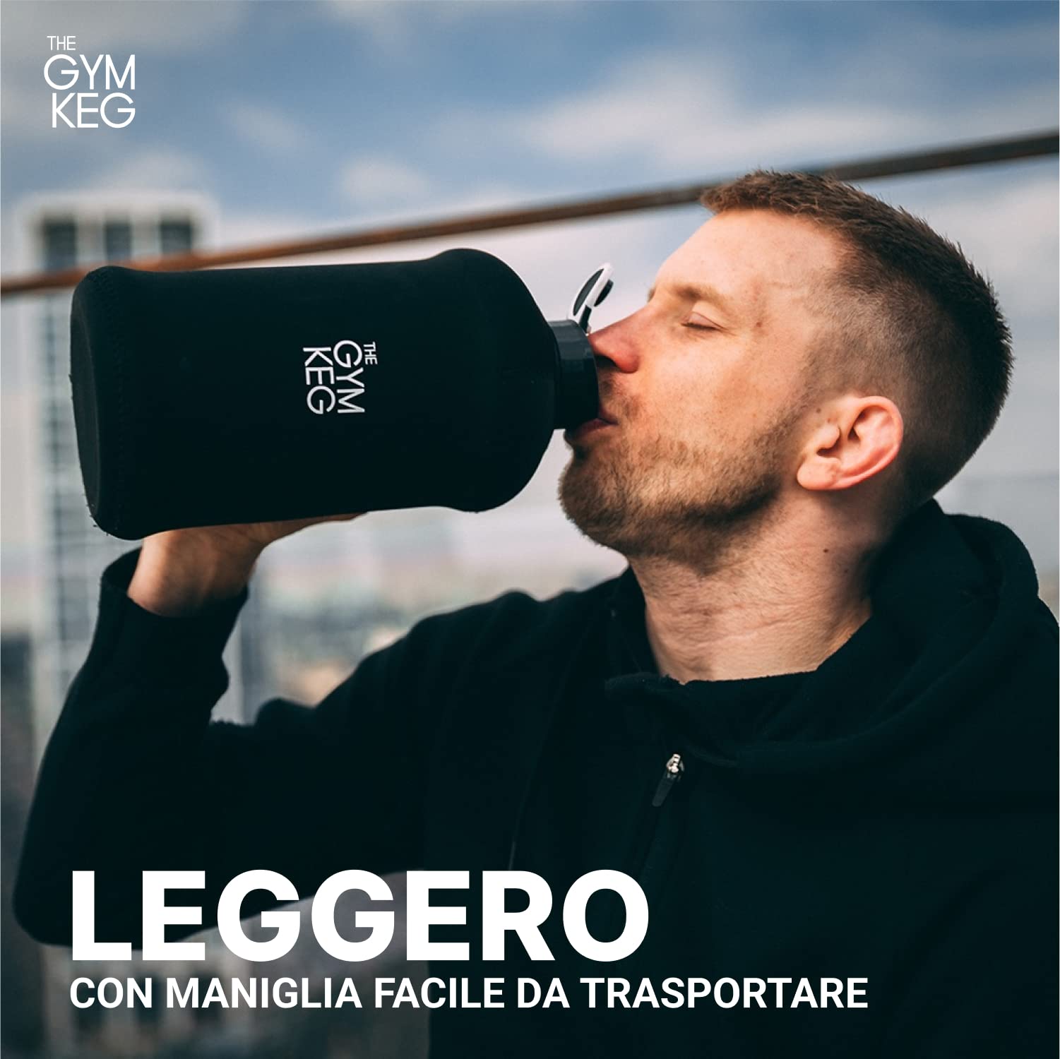 The Gym Keg Borraccia Palestra 2.2L con Custodia e Manico Bottiglia Acqua Borraccia Sportiva Riutilizzabile Fitness Workout Yoga Ecologica Senza BPA