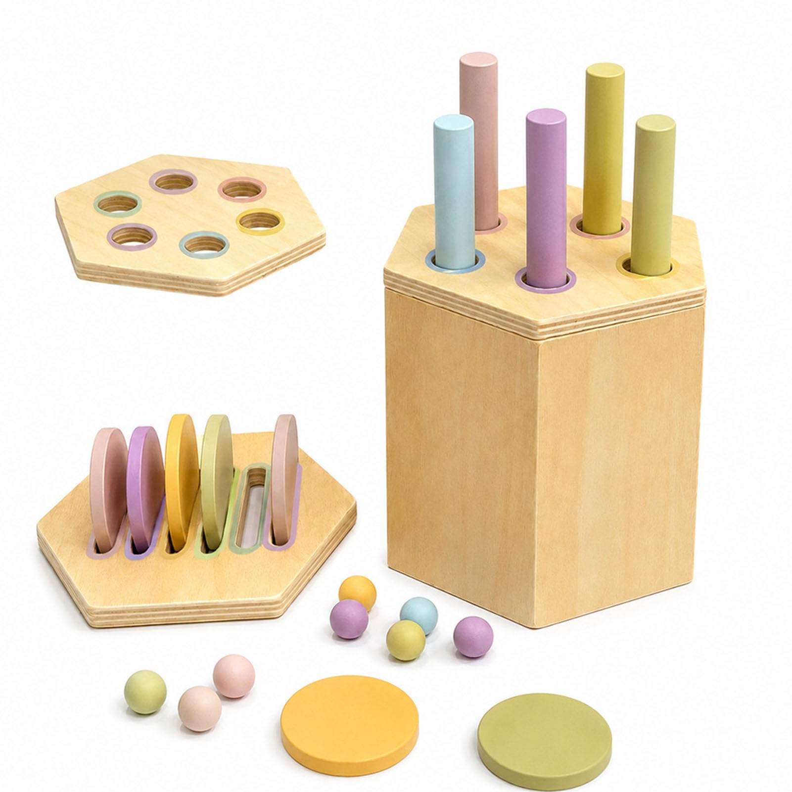 Giocattolo Cesto di Legno Multiuso per Ordinare, Giocattolo Educativo Precoce