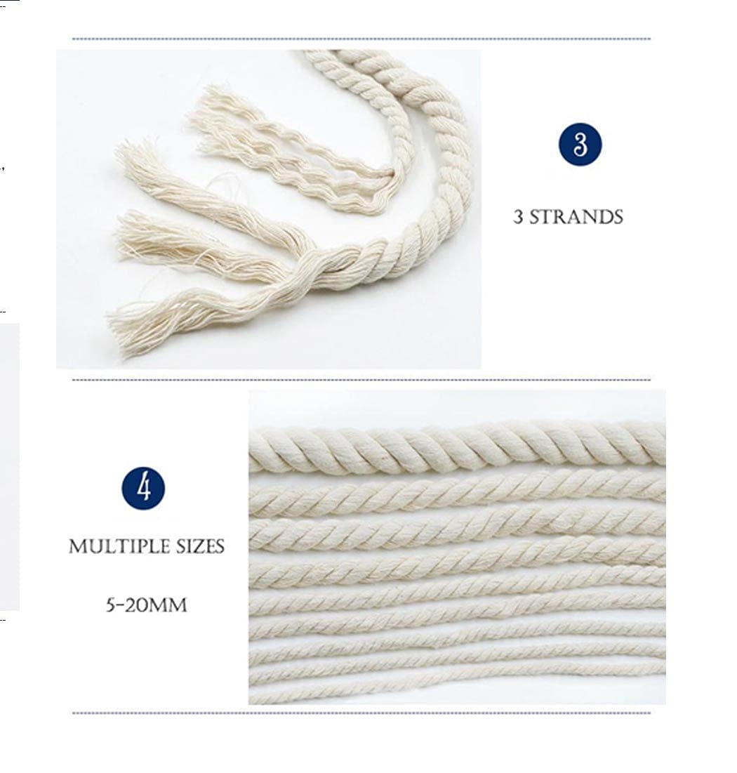 Cuerda de algodón trenzada para envolver Cuerda gruesa Cuerda gruesa para manualidades multifuncional para tejer macramé, tapices de pared, manualidades de bricolaje y cuerda para manualidades de líne