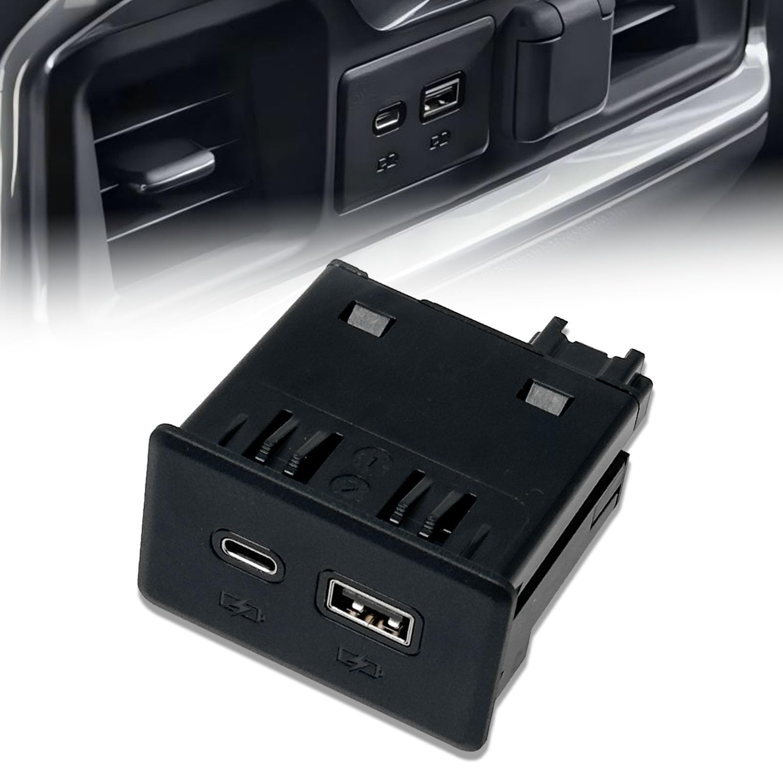 Photo 1 of 13525889 Rear Dual Charge USB Type-C Port Compatible with Chevy 2019–2023 Silverado 1500/2500 HD/3500 HD,Tahoe/Suburban;GMC 2019–2023 Sierra 1500/2500 HD/3500 HD,Yukon(XL) 13540949