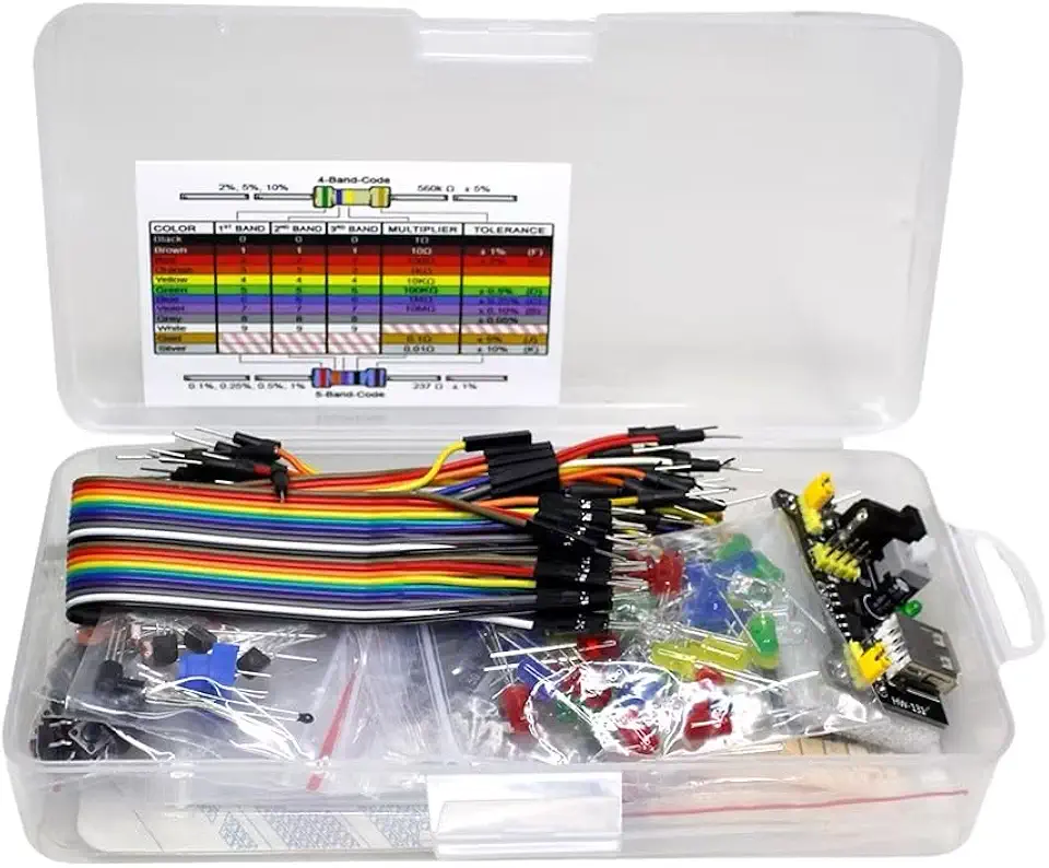 Kit de Componentes Eletrônicos para Arduino e Raspberry Pi, 235 Itens, com Breadboard, LEDs, Resistores, Jumpers e Sensores