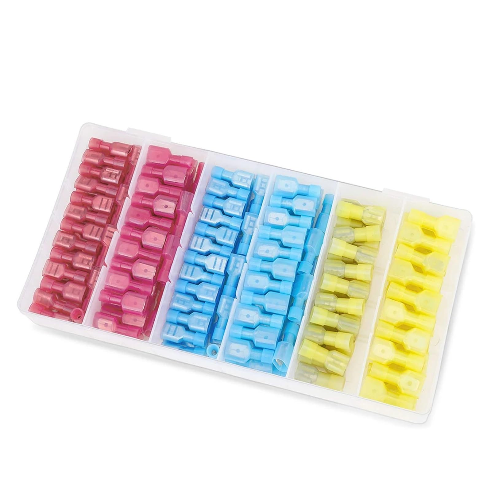 DSZUJTYROP 200 Pcs Spade Quick Disconnect Connectors Kit, Electrical Insulated Terminals, Male and Female Spade Wire Crimp Terminal