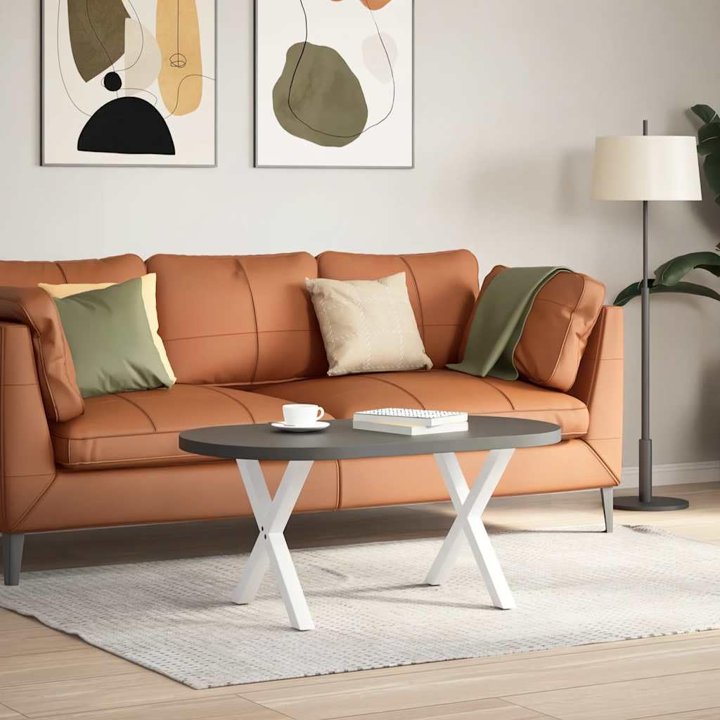 Gambe per tavolo a forma di X, 2 pezzi, bianco, 50 x (42-43) cm, acciaio