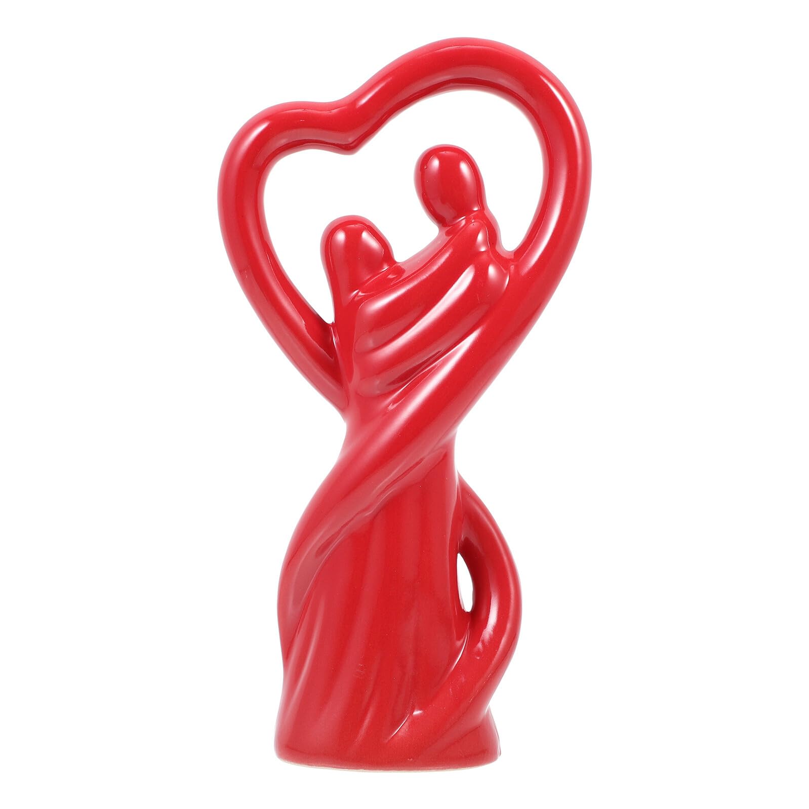 VALICLUD Keramik Liebespaar Skulptur Tischdekoration Paar Figur Rot Romantisches Wohndekor Geschenk für Verliebte Hochzeit Valentinstag
