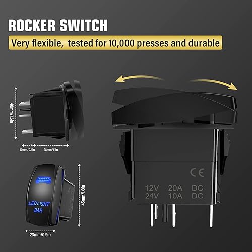 Miniatura 6 de RIGIDON Kit de mazo de cables de barra de luz LED, interruptor basculante de 12 V, 18 AWG, relé de alimentación, cable automotriz para barra de luz