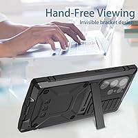 Vista 5 de Compatible con Samsung S24 Funda de silicona con topes de metal con soporte integrado Protector de pantalla Gorilla Glass Híbrido Resistente Militar