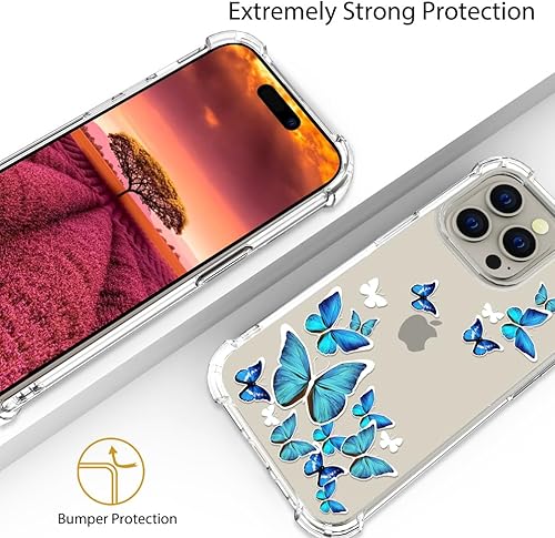 Miniatura 8 de Funda compatible con iPhone 15 Pro Max Cute Butterfly Clear para mujeres y niñas de diseñador, bonita funda de silicona transparente para teléfono,