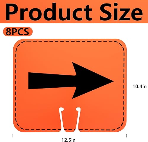 Miniatura 2 de 8 letreros de flecha de cono de tráfico, 12.5 x 10.4 pulgadas, reversibles, direccionales, cono superior para barricadas de patio, carretera,