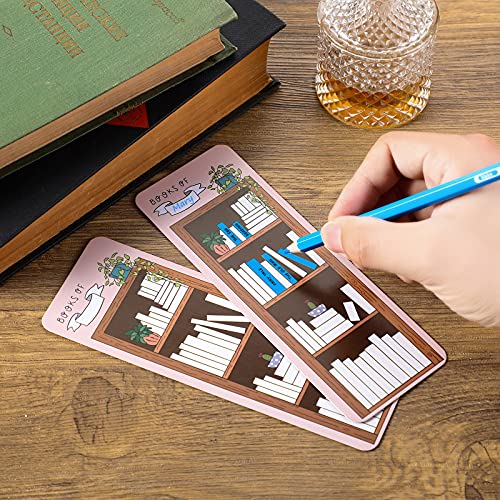 50 Pieces Book Tracker Bookmarks Paper Double-Sided Bookmark Page Markers Book Markers Set For Students Reading (Cute Style) #TOP3