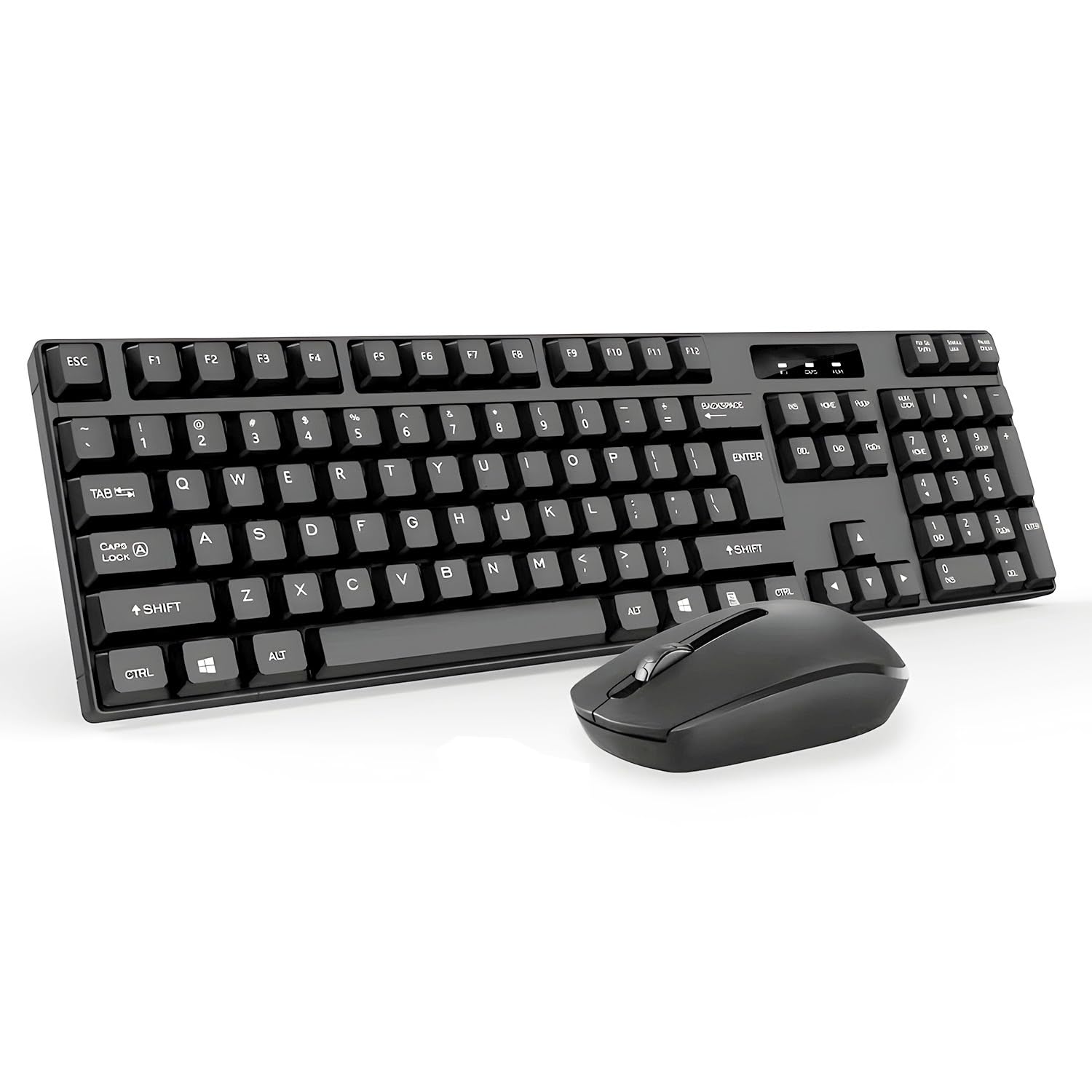 Image illustrating the 2.4GHz wireless technology and 10-meter transmission distance of the keyboard and mouse combo.