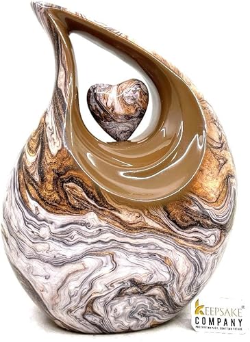 Miniatura 42 de Urna de corazón de lágrima dorada blanca para cenizas humanas Urnas de cremación para cenizas adultas Urna de ceniza funeraria para hombres