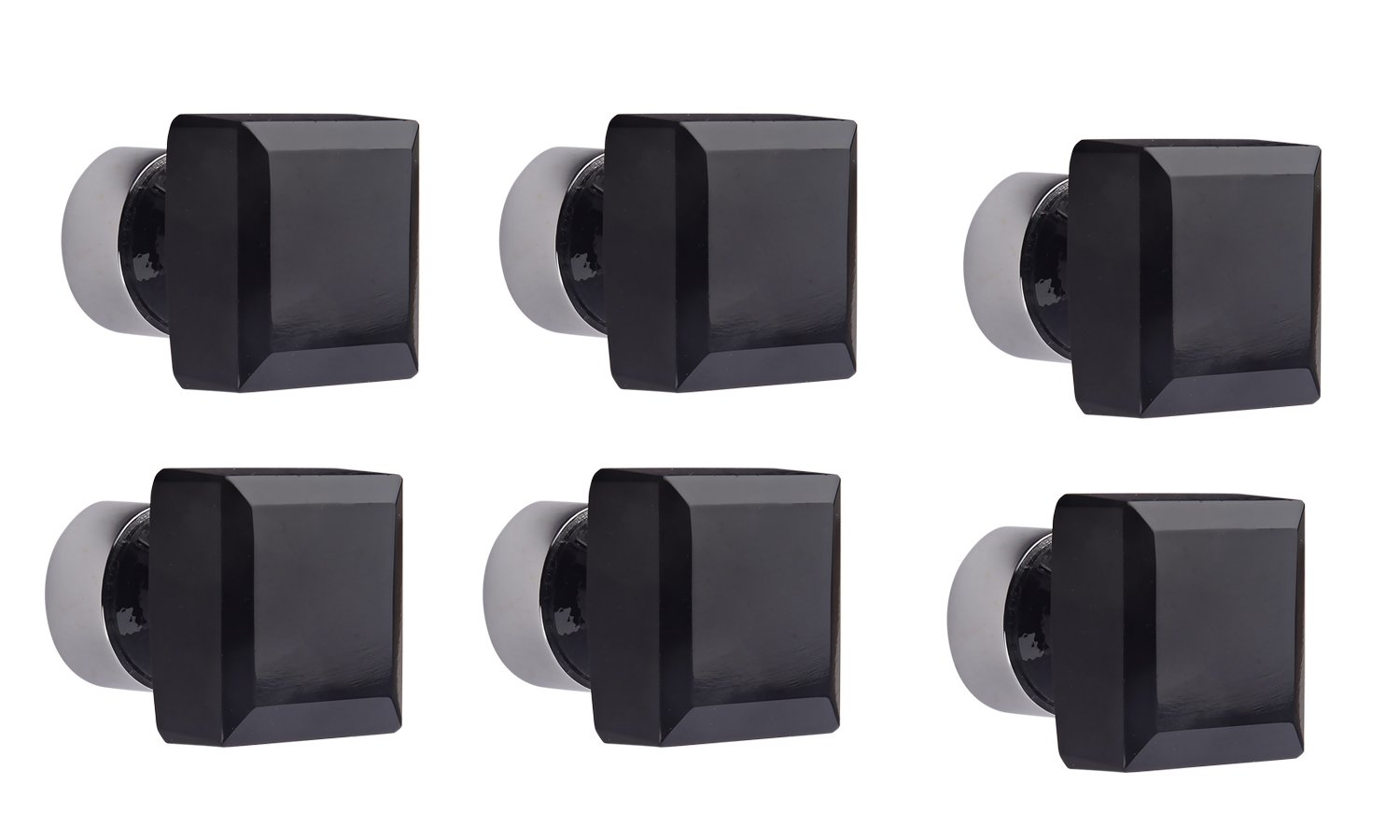 HOBKNOBS (Set of 6 Square Shaped Black Glass Chrome Plated knobs - Black. (B06XG19JYJ) Amazon Price History, Amazon Price Tracker