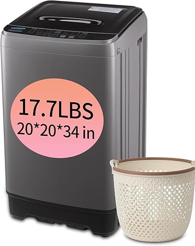17.7 lbs Full Automatic Washer with Drain Pump, Krib Bling Washing Machine with LED Display, 10 Washing Programs & 8 Water Levels Selections, Ideal