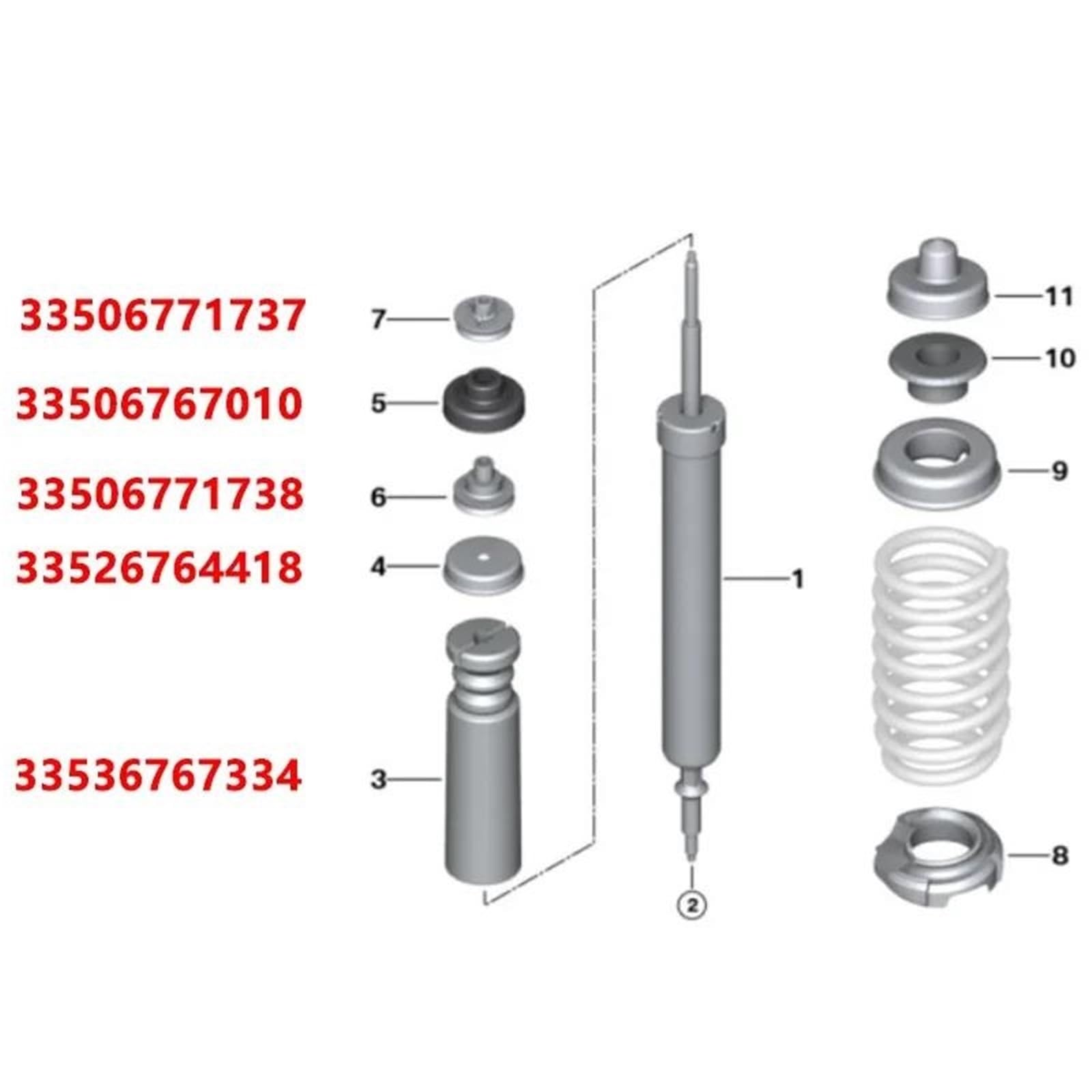 33536767334 Para E81 E82 E88 E90 E91 E92 320d 325 330 335i Parachoques De Suspensión Trasera De Coche Amortiguador De Goma Tope Amortiguadores para coche(12Pcs SET)