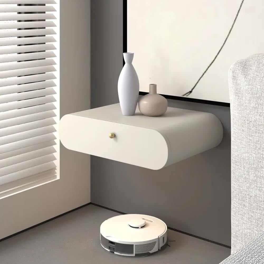 Table de chevet murale bois pour optimiser l'espace du salon