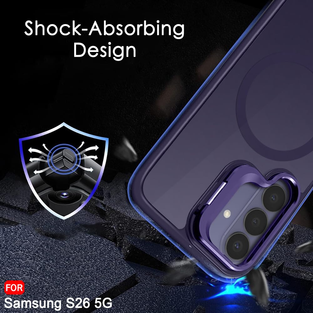 TheGiftKart for Samsung S26 Case | Shockproof Hard Back Cover | Built-in Stand | Hybrid Shockproof Galaxy S26 Back Cover Case (PC & TPU, Matte Frosted Back, MagSafe Compatible, Translucent Violet) — Amazon image 6