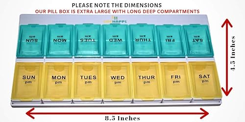 Miniatura 4 de lifehapps semanal pastillero amPM con extragrande desmontable compartimentos y bandeja de almacenamiento