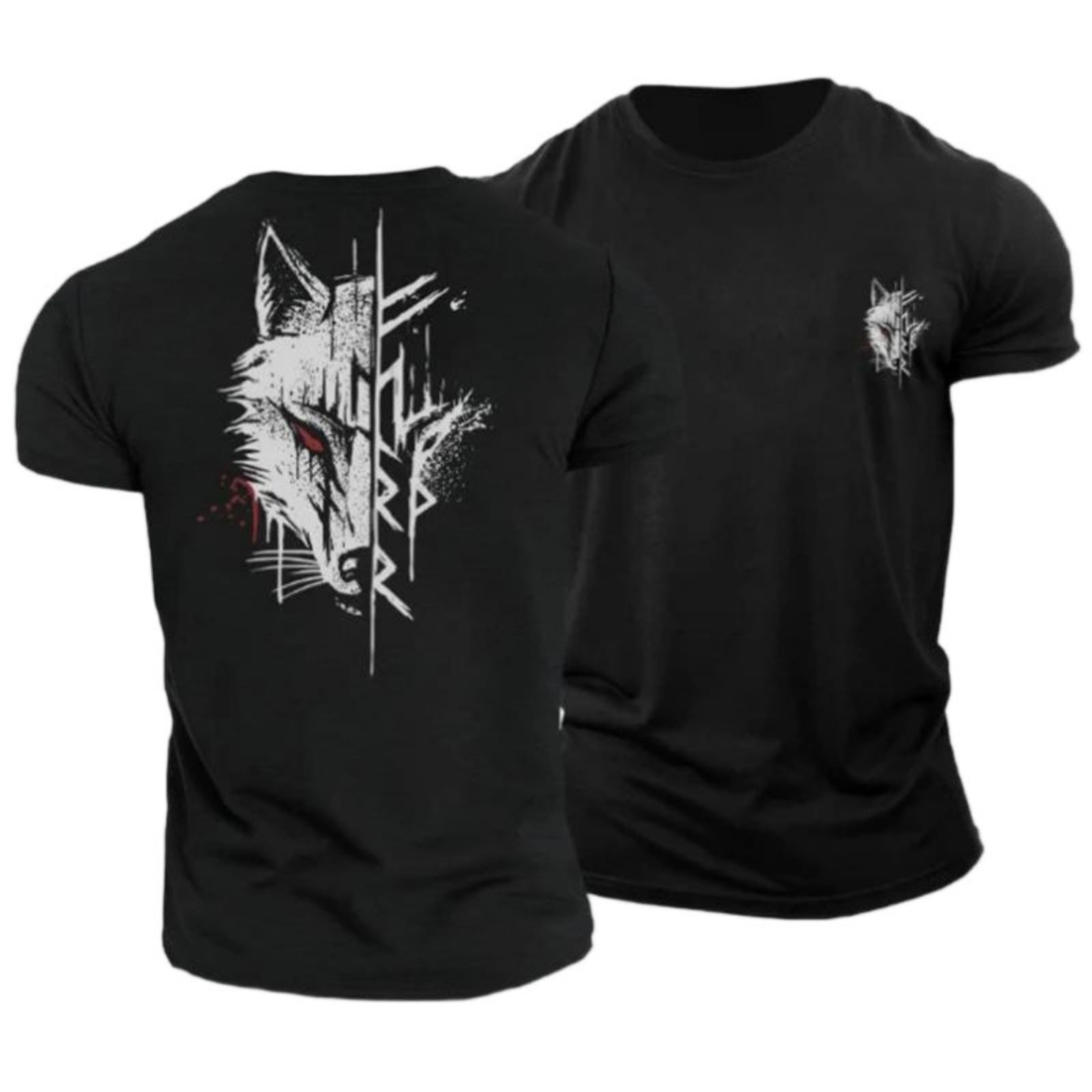 Sannuevo Men's Black Viking Raven & Vegvísir T-Shirt - Norse Mythology Design With Tribal Raven Front And Compass Back Print, Streetwear Top