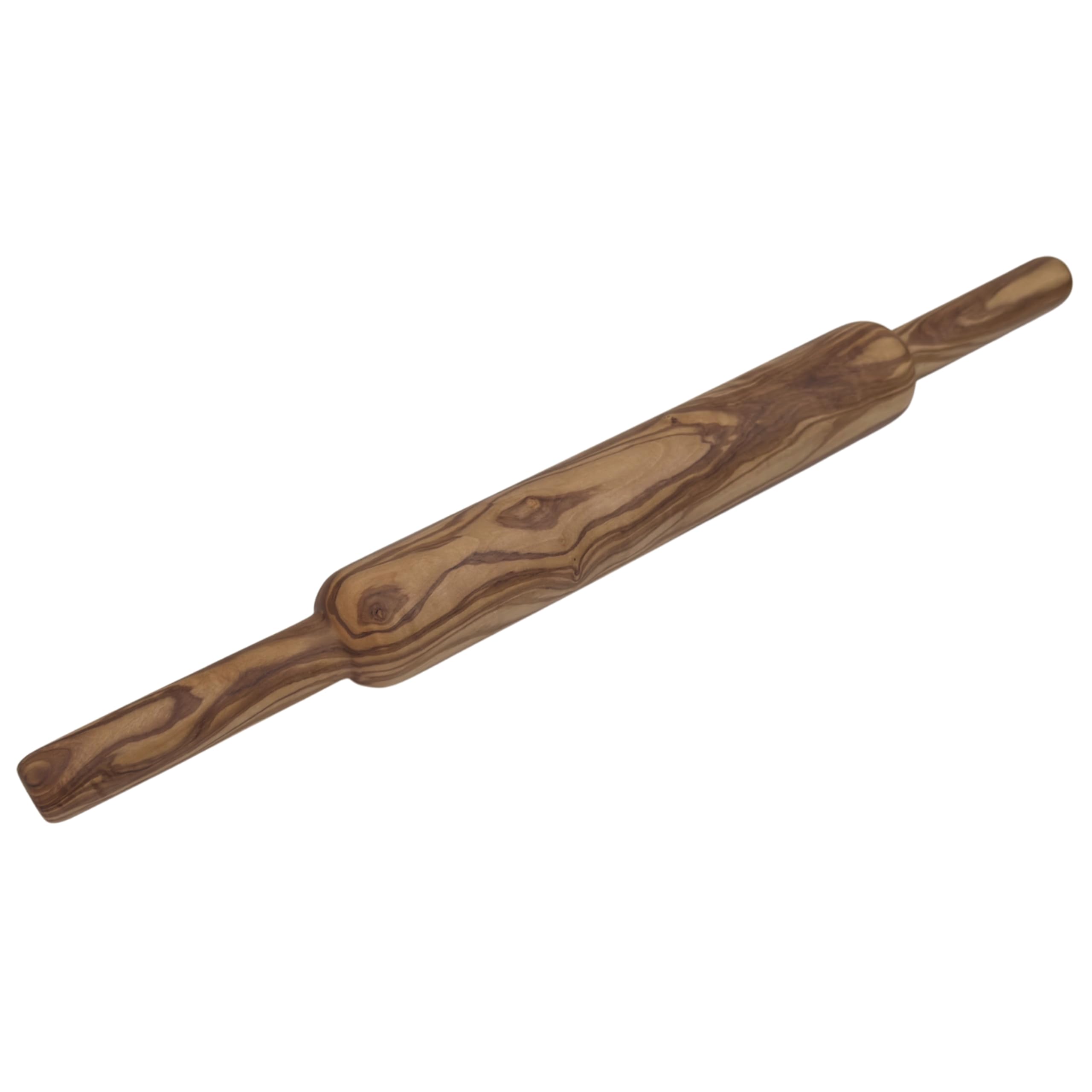 Rouleau à pâtisserie en bois d'olivier « Harmonie » avec poignées 45 cm Ø 4 cm – Rouleau à pâtisserie en bois pour pizza, pâtes, pain et pâtisseries