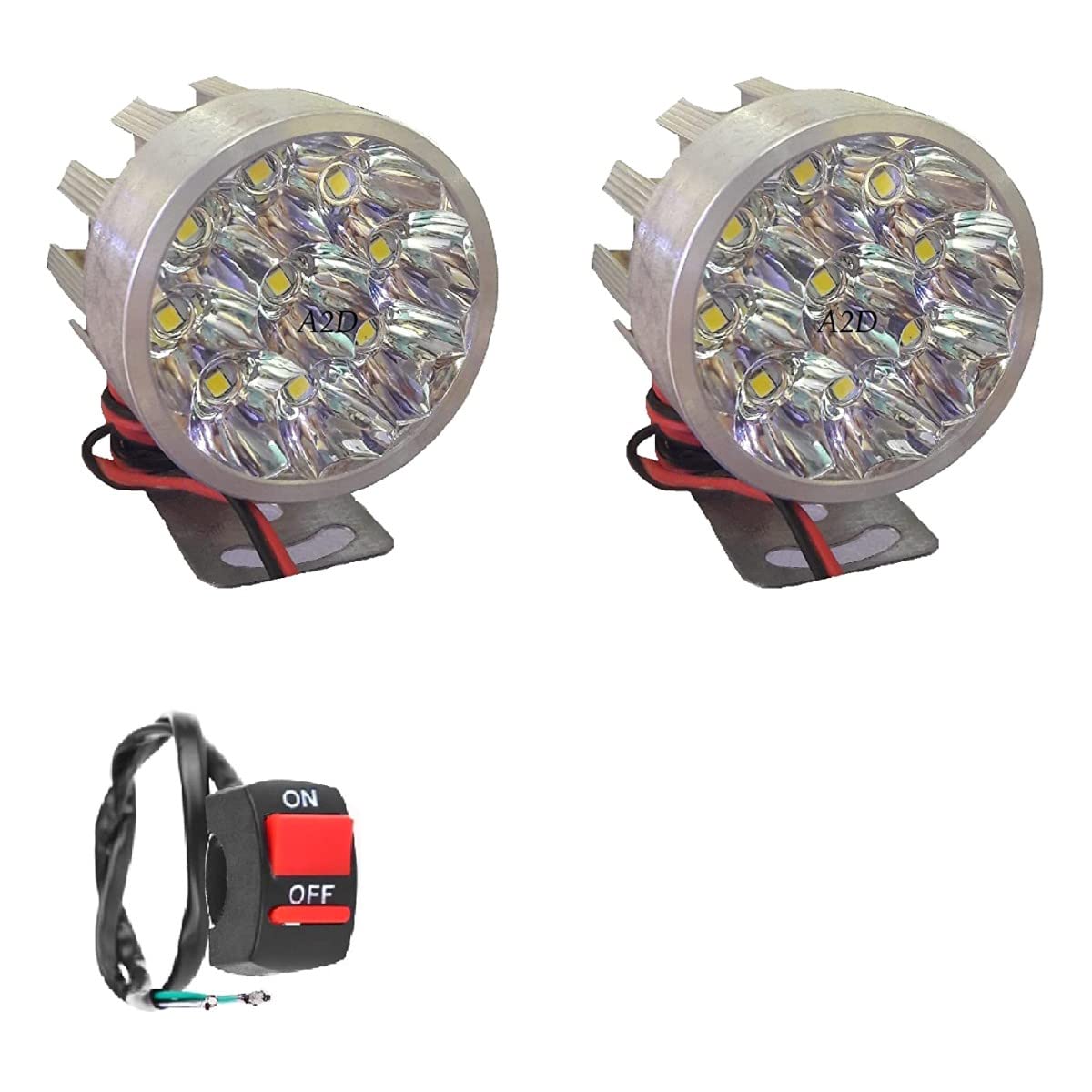 A2D 9 LED Round Auxiliary Bike Fog Lamp for Royal Enfield Continental GT (Set of 2)