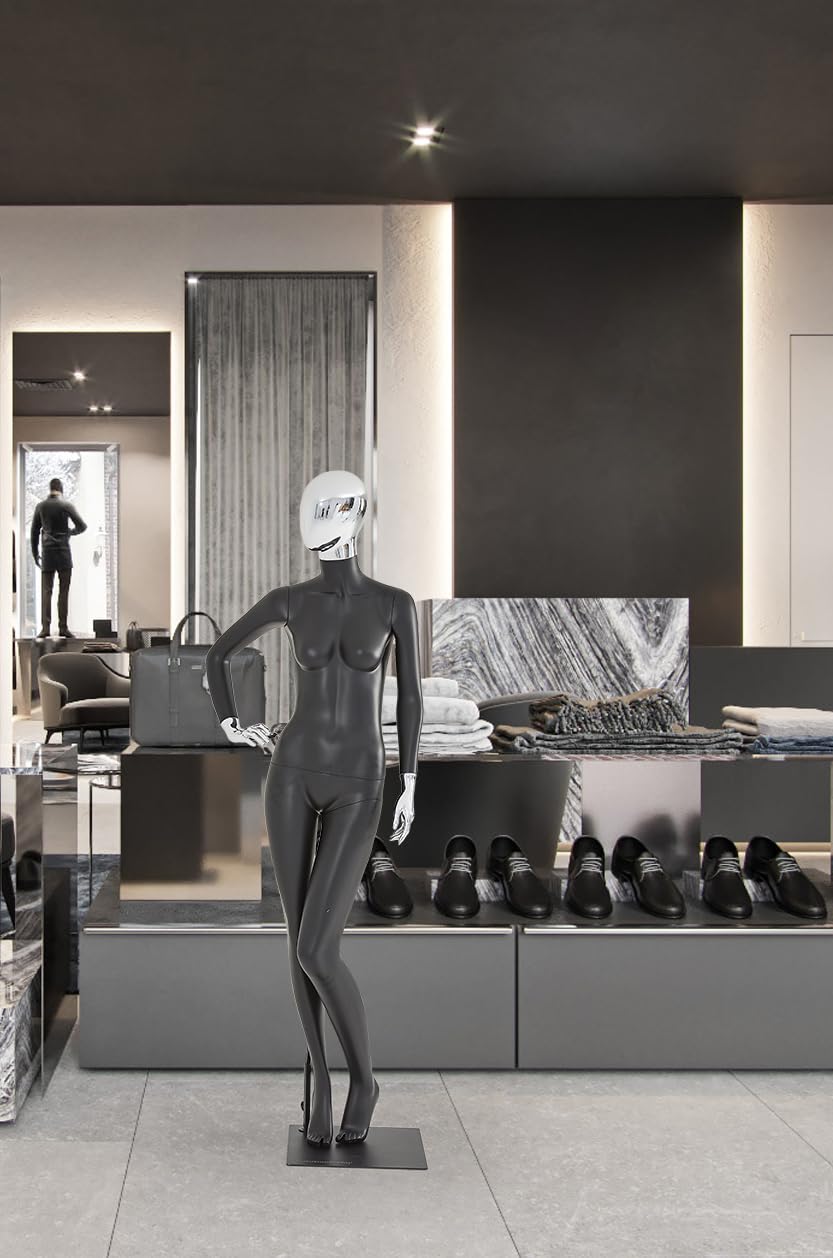 Eurohandisplay Frau, DF7-6D schöne abstrakte weiß Matt lackierte Schaufensterpuppe Galvanik Kopf und Hände Neu Männliche Weiblich (Frau, DF7-6D