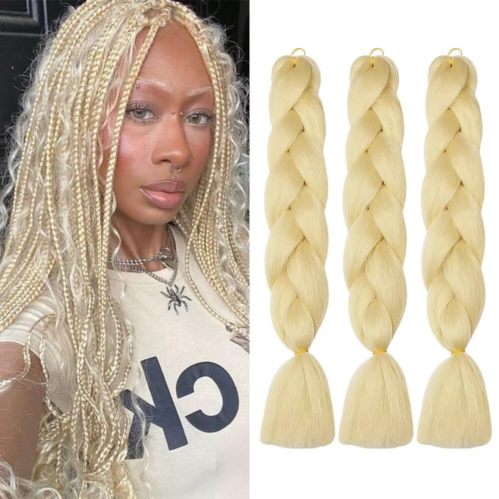 Balinghair Geflochtene Haarverlängerungen 'Ocean Wave' | 55,9 Cm Lang, Hellbraun Bis Beige (27/613), Aus Kunstfaser, Für Täglichen & Party-Look