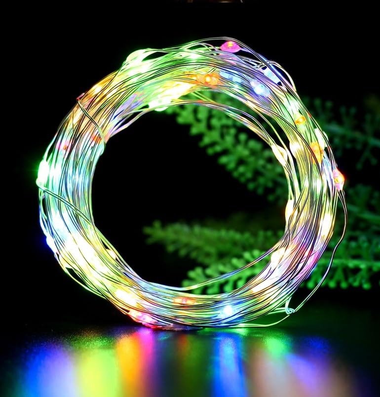 Volunx Fairy Lights String 2 in 1 Lights Battery Operated and USB Powered Remote Control 2m/5m/10m for Wedding Parties Valentine's Day Gift Christmas Decor Christmas New Year (Multicolour, 10m 100LED)