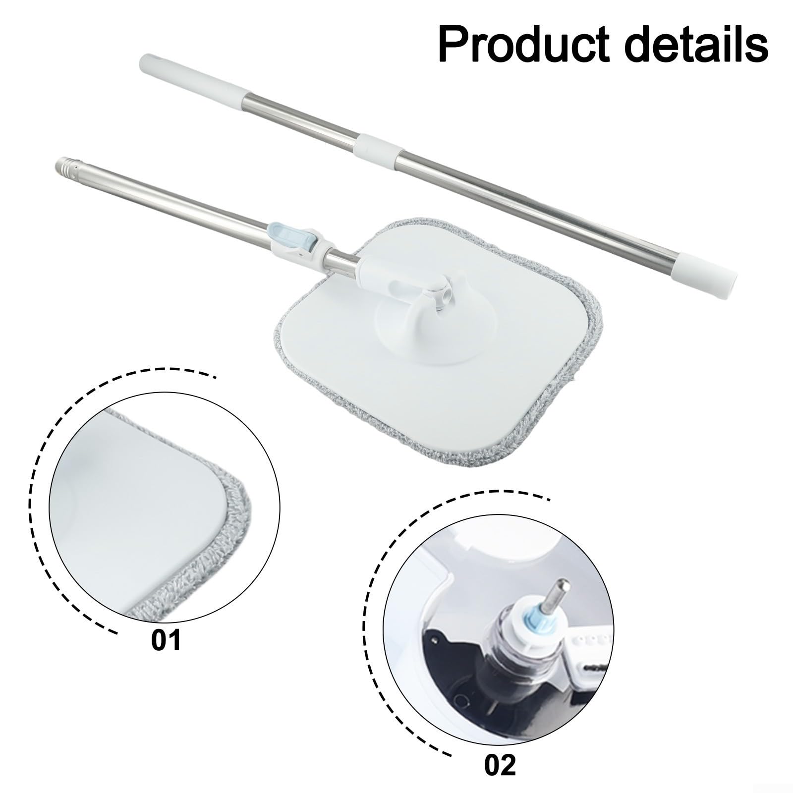 Trapeador autoescurridor, juego de 2 piezas de fregona giratoria plana y cubo con separación de agua limpia, pedal de presión manos libres para suelos laminados de baldosas de madera dura