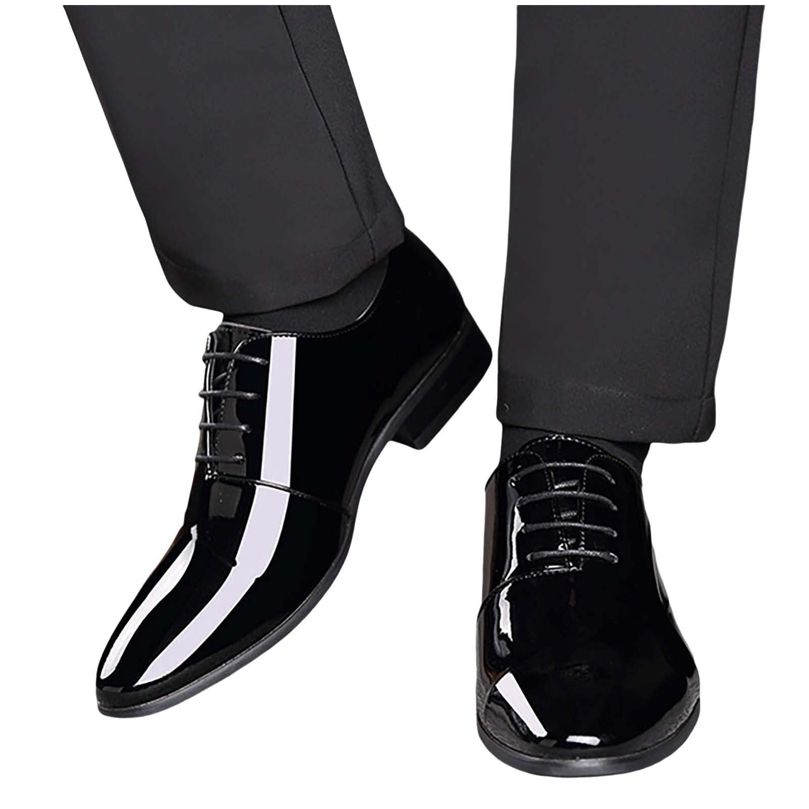 Generisch Herren Anzugschuhe Modern Lederschuhe Business Schnürschuhe | Oxford Derby Schuhe Leder Lackschuhe Hochzeit Business Lederschuhe, glänzende Schnürschuhe mit stabiler