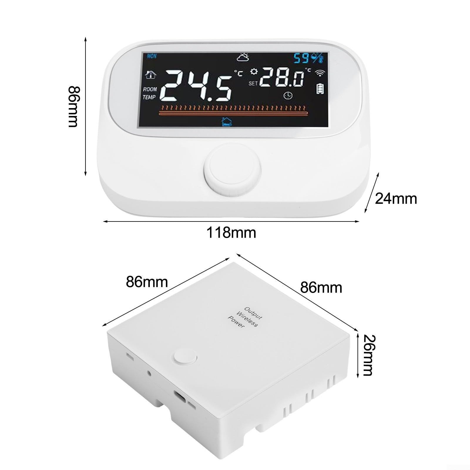 Termostato de Caldera Inteligente e Inalámbrico con Wifi para Hogar, con Control de Aplicación Remota, Períodos Programables y Pantalla Meteorológica Interior (WiTH3-WIFI)