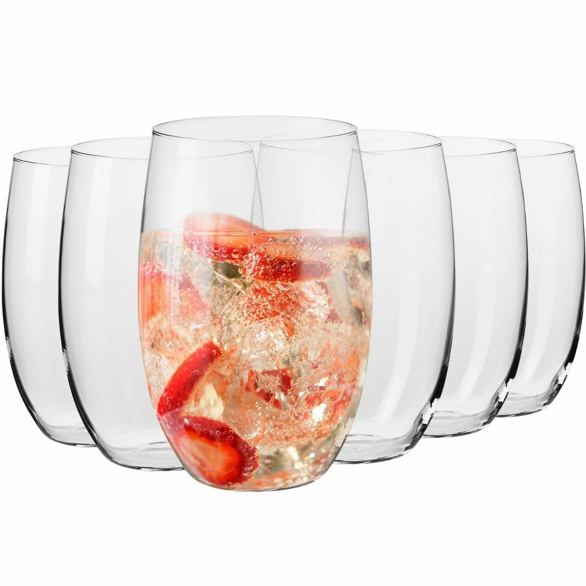 Krosno Water Glasses Set of 6-370ml Drinking Glasses for Juice, Water and Cocktail - Lead-Free Crystal Highball Tumblers - Everyday Glassware, Blended Collection