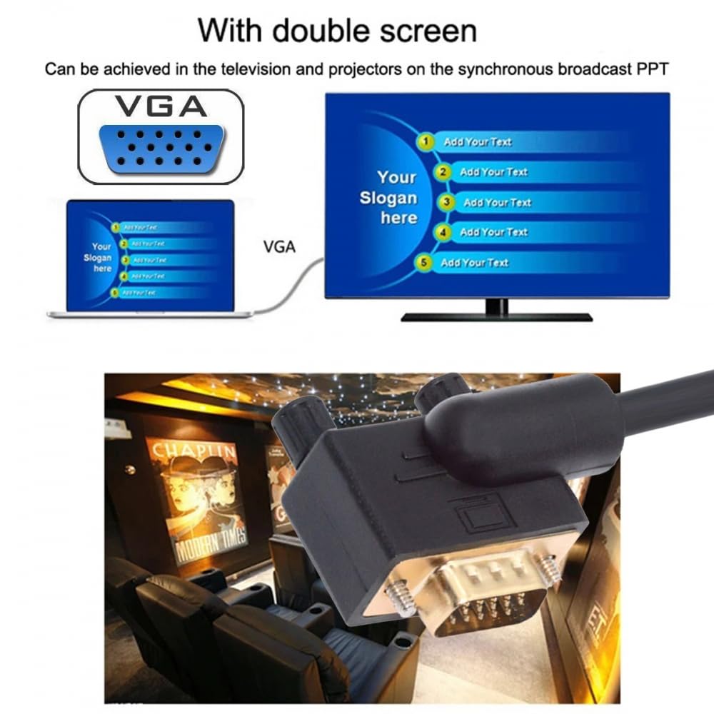 CY Cavo di prolunga VGA RGB maschio ad angolo retto di 90 gradi a maschio dritto 3COAX+6C per monitor proiettore computer