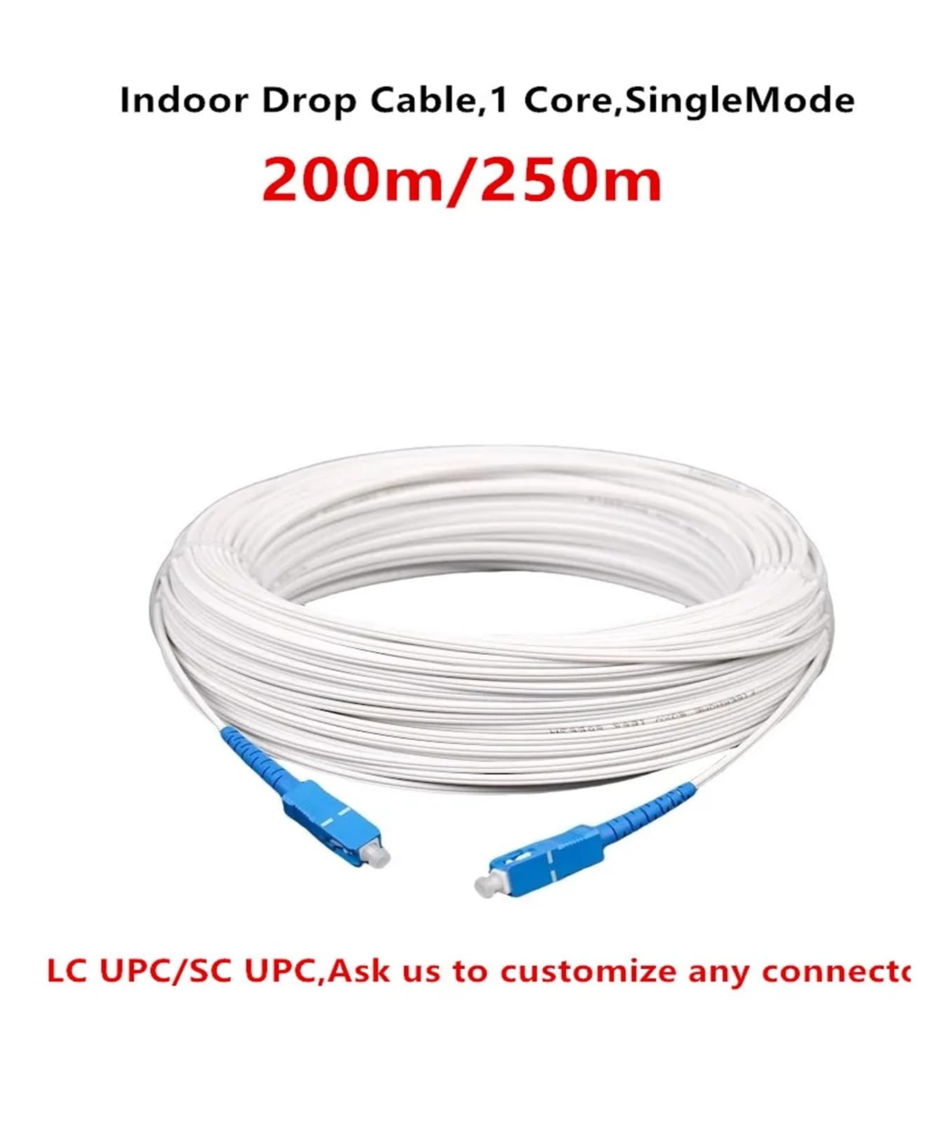 Câble d'interface d'intérieur simplex de mode unitaire du pullover 200m/250m de fibre de SC/UPC(Black,LC UPC 250m)