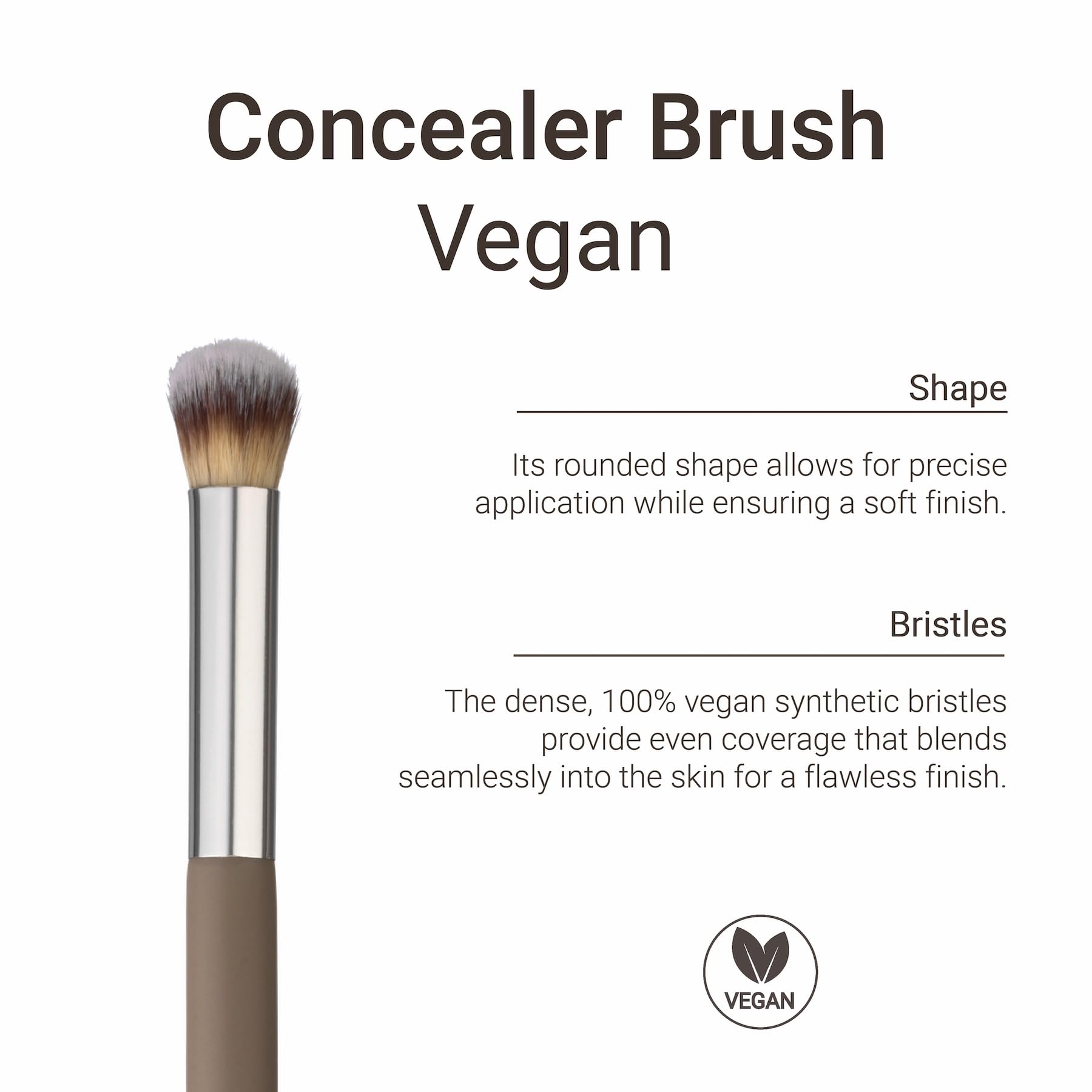 Sandstone Scandinavia Concealer Brush, Precision Makeup Brush for Seamless Concealer Application, Ultra-Soft Vegan Bristles - Image 3
