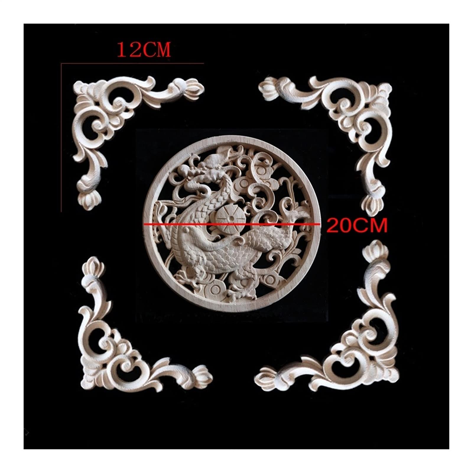 Buy HUACHENCHAO Decal wood carving 20CM Solid Wood Applique Inlay In