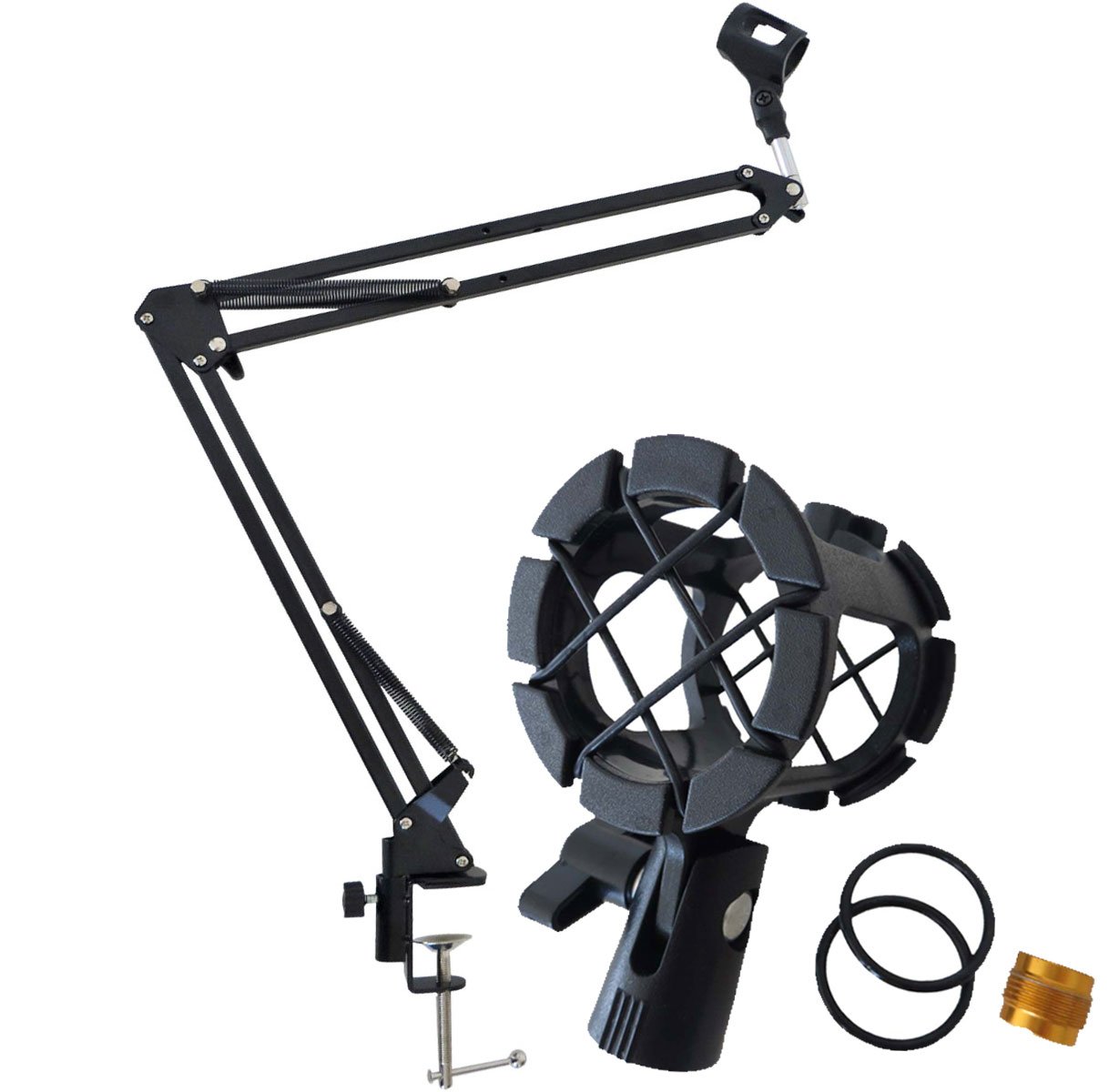 keepdrum NB35 Mikrofonstativ Tisch-Mikrofonarm Schwenkarm + PCMH-1 Spinne elastische Halterung
